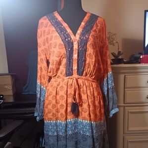 Orange and Blue Patterned Dress